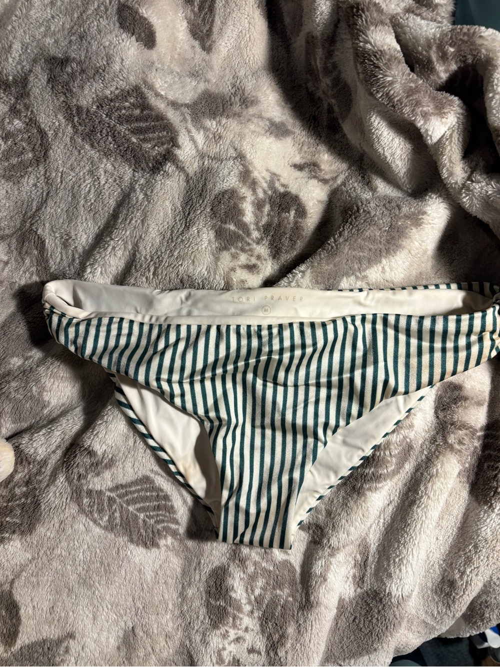 Tori Praver Striped Bikini Bottoms - Green & White